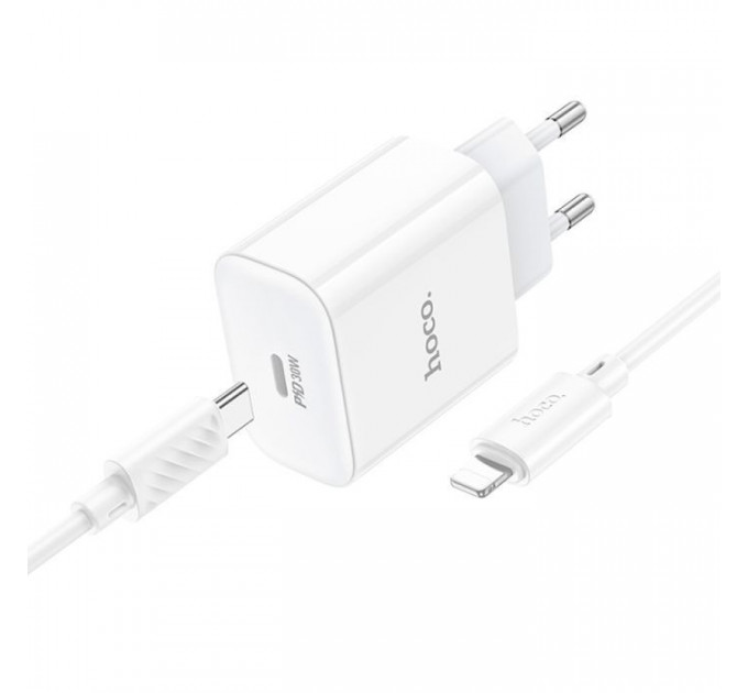 Зарядное устройство HOCO C76A Pro Majestic USB-C PD30W + cable USB-C to Lightning White (6942007616317)