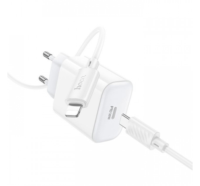Зарядное устройство HOCO C76A Pro Majestic USB-C PD30W + cable USB-C to Lightning White (6942007616317)