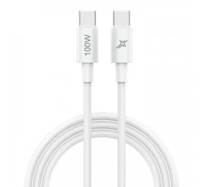 Дата кабель USB-C to USB-C 1.0m 100W white Grand-X (CC-100W)