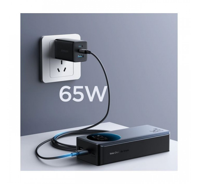 Батарея універсальна JOYROOM 30000mAh 65W PD, QC\/3.0, USB-A, 2xUSB-C In\/Out, Black (JR-PBF05)
