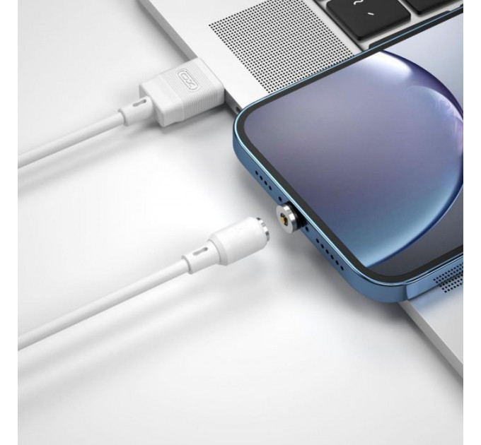 Дата кабель USB 2.0 AM to Lightning 1.0m 2.1A magnetic pvc white XO (NB187-L-1-WH)