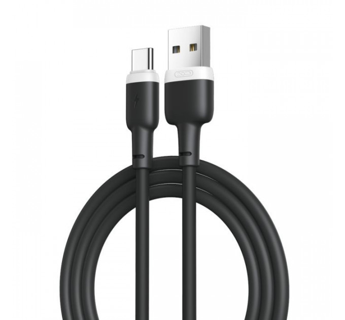 Дата кабель USB 2.0 AM to USB-C 1.0m 2.1A silicone black XO (NB208-TC-1-BK)