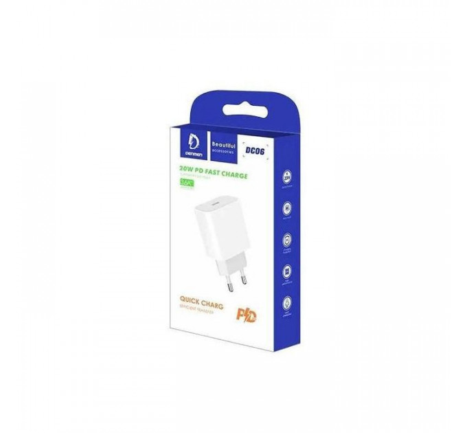 Зарядний пристрій Denmen USB-C PD20W 3.6A white (DM-DC06-WH)