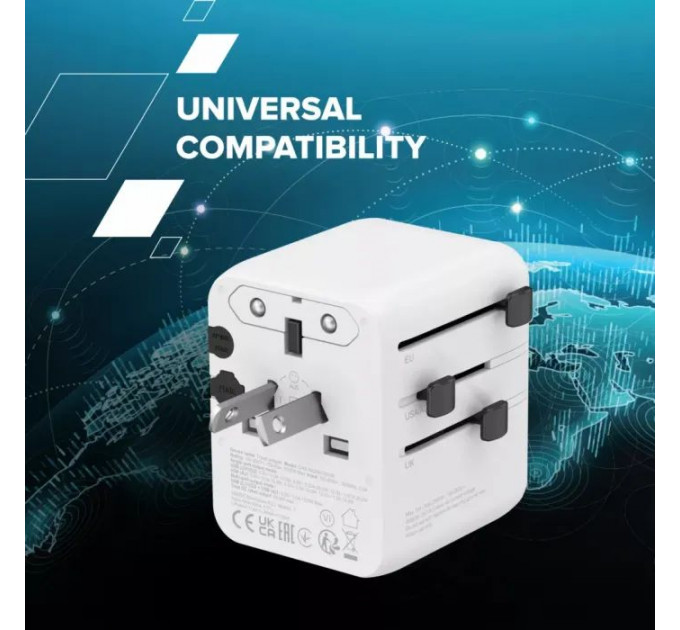 Зарядное устройство Canyon OnTour 20 2xUCB-C + USB-A EU/UK\US/AUS 20W White (CNS-TA20W1005W)