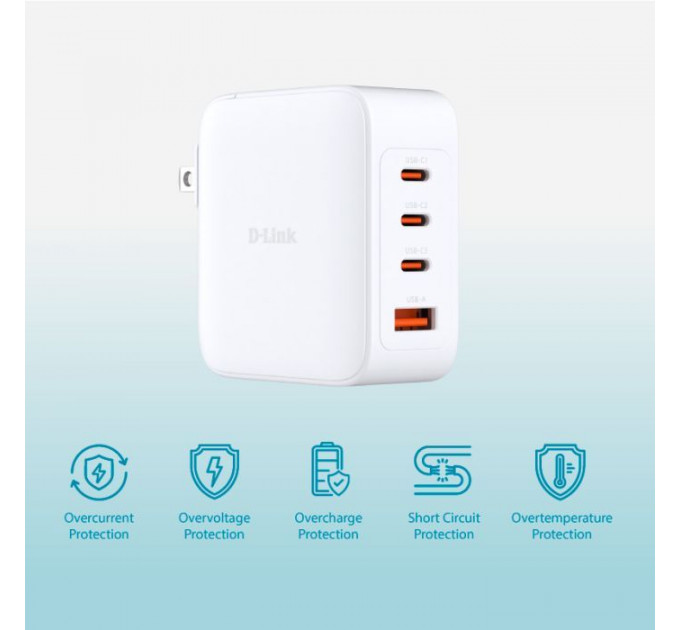 Зарядное устройство D-Link 3xUSB-C + 1xUSB-A 100W GaN white (DCP-101)