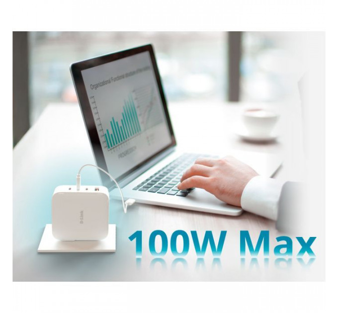 Зарядное устройство D-Link 3xUSB-C + 1xUSB-A 100W GaN white (DCP-101)