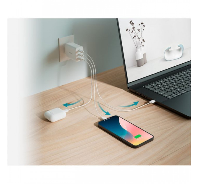 Зарядний пристрій D-Link 2xUSB-C + 1xUSB-A 65W GaN white (DCP-651)