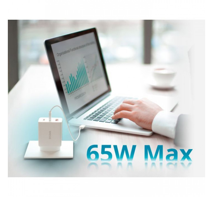 Зарядний пристрій D-Link 2xUSB-C + 1xUSB-A 65W GaN white (DCP-651)