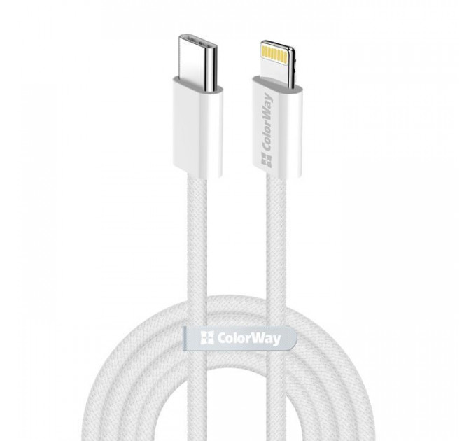 Дата кабель USB-C to Lightning 2.0m PD 27W braided gray ColorWay (CW-CBPDCL068-GR)