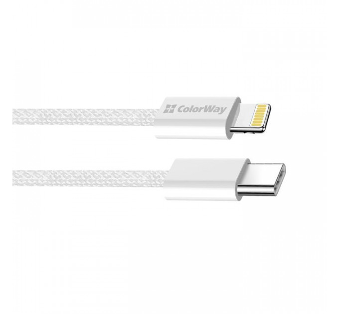 Дата кабель USB-C to Lightning 2.0m PD 27W braided gray ColorWay (CW-CBPDCL068-GR)