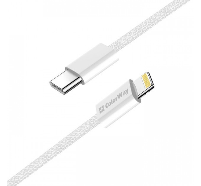 Дата кабель USB-C to Lightning 2.0m PD 27W braided gray ColorWay (CW-CBPDCL068-GR)