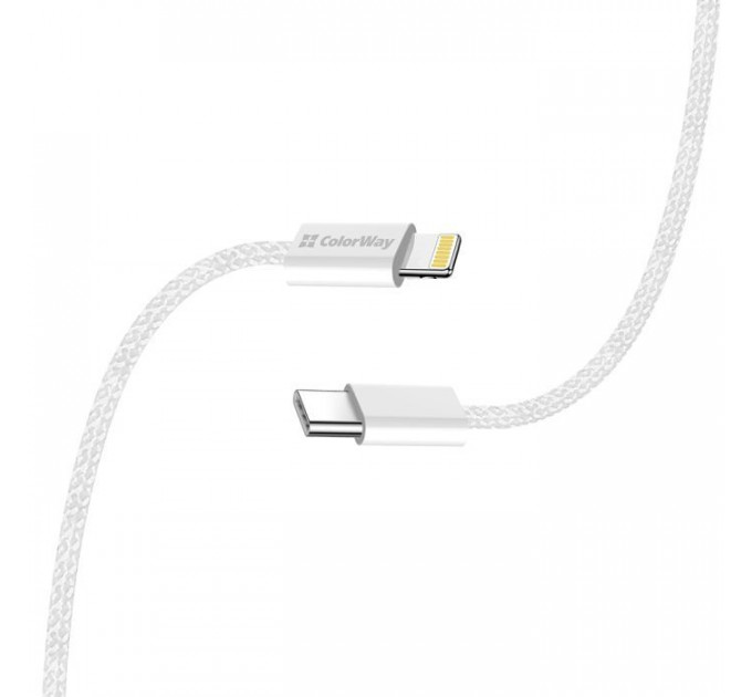 Дата кабель USB-C to Lightning 2.0m PD 27W braided gray ColorWay (CW-CBPDCL068-GR)