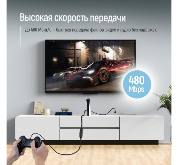 Дата кабель USB 2.0 AM\/AF 1.8m black ColorWay (CW-CBUF076-BK)