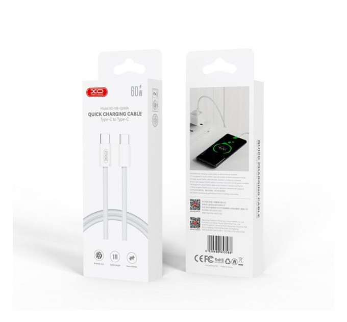 Дата кабель USB-C to USB-C 1.0m 60W white XO (NBQ260A_С_White)