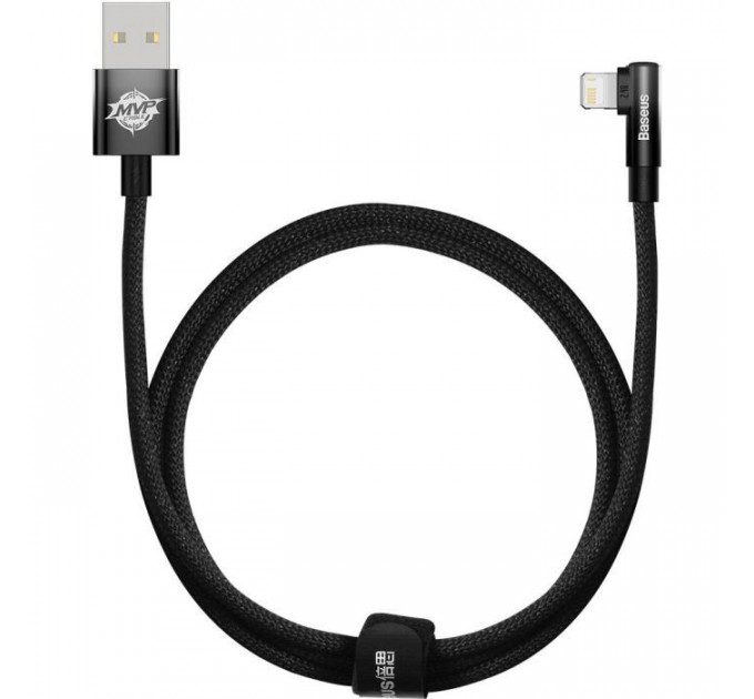 Дата кабель USB 2.0 AM to Lightning 1.0m 2.4A 90° corner black Baseus (CAVP000001)