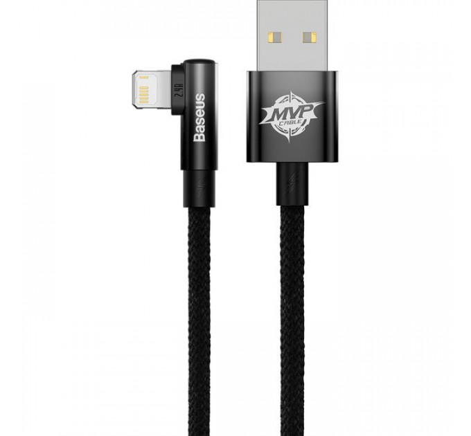 Дата кабель USB 2.0 AM to Lightning 1.0m 2.4A 90° corner black Baseus (CAVP000001)