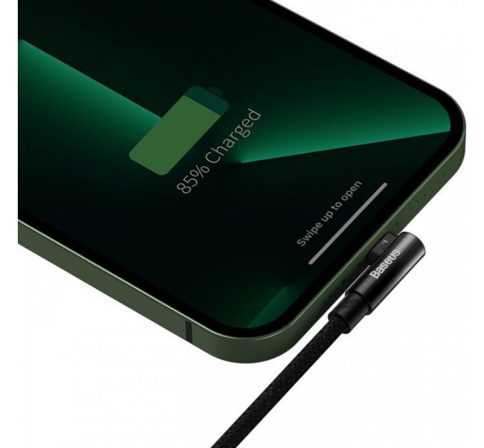 Дата кабель USB 2.0 AM to Lightning 1.0m 2.4A 90° corner black Baseus (CAVP000001)