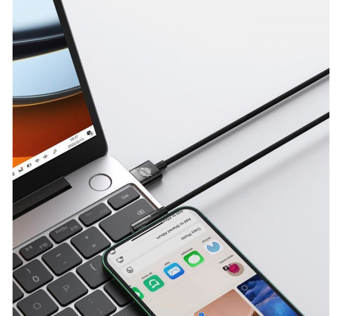 Дата кабель USB 2.0 AM to Lightning 1.0m 2.4A 90° corner black Baseus (CAVP000001)