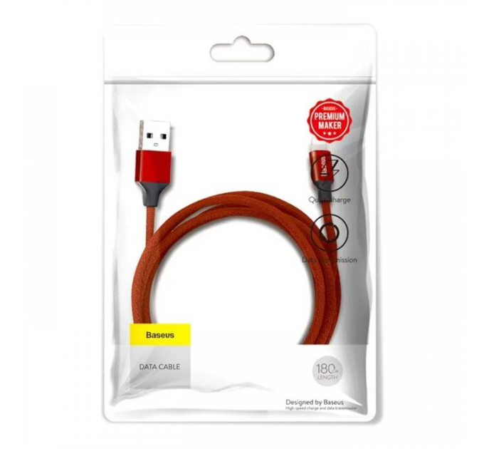 Дата кабель USB 2.0 AM to Lightning 1.8m red Baseus (CALYW-A09)