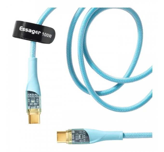 Дата кабель USB-C to USB-C 1.0m 100W blue Essager (EXCTT1-XJ03-P)