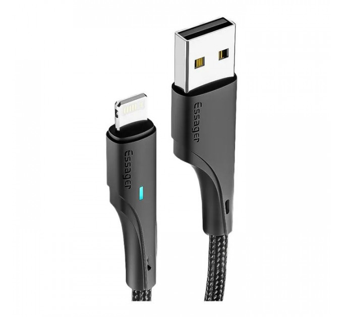 Дата кабель USB 2.0 AM to Lightning 0.25m 2.4A black Essager (EXCL-LSB01)