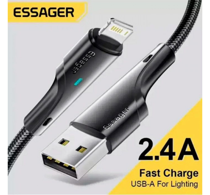 Дата кабель USB 2.0 AM to Lightning 3.0m 2.4A black Essager (EXCL-LSC01)