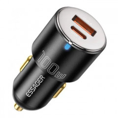 Зарядний пристрій Essager 1xUSB-C 100W + 1xUSB black (ECCAC-QTZ01)