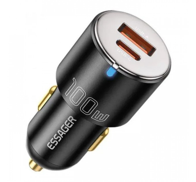 Зарядний пристрій Essager 1xUSB-C 100W + 1xUSB black (ECCAC-QTZ01)