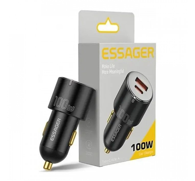 Зарядний пристрій Essager 1xUSB-C 100W + 1xUSB black (ECCAC-QTZ01)