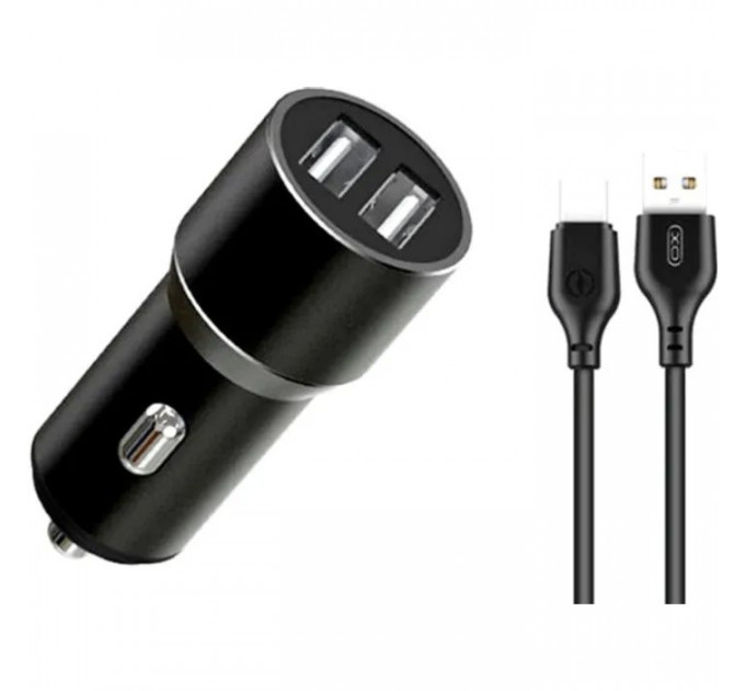 Зарядний пристрій XO 1xUSB + cable USB to USB-C TZ09 black (6920680873500)