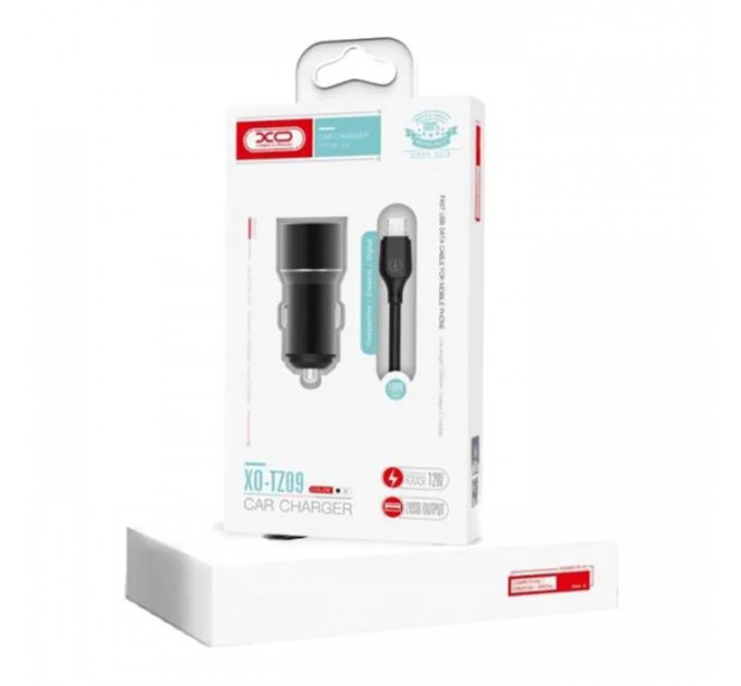 Зарядний пристрій XO 1xUSB + cable USB to USB-C TZ09 black (6920680873500)