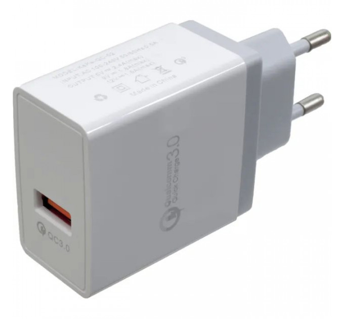 Зарядний пристрій Patron USB QC3.0 2.4A white (PN-QC3-220V-W) Зарядний пристрій Patron USB QC3.0 2.4A white (PN-QC3-220V-W)