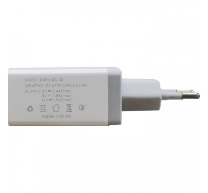 Зарядний пристрій Patron USB QC3.0 2.4A white (PN-QC3-220V-W)