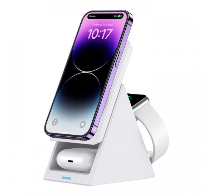 Зарядний пристрій Choetech Wireless magnetic 3-in-1 15W white (T600-F)