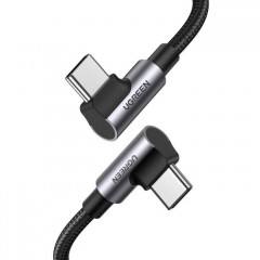 Дата кабель USB-C to USB-C 1.0m 100W (20V\/5A) 90° corner braided black Ugreen (70696)