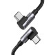 Дата кабель USB-C to USB-C 1.0m 100W (20V\/5A) 90° corner braided black Ugreen (70696)