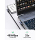 Дата USB-C кабель USB-C 1.0m 100W (20V\/5A) 90° corner braided black Ugreen (70696)