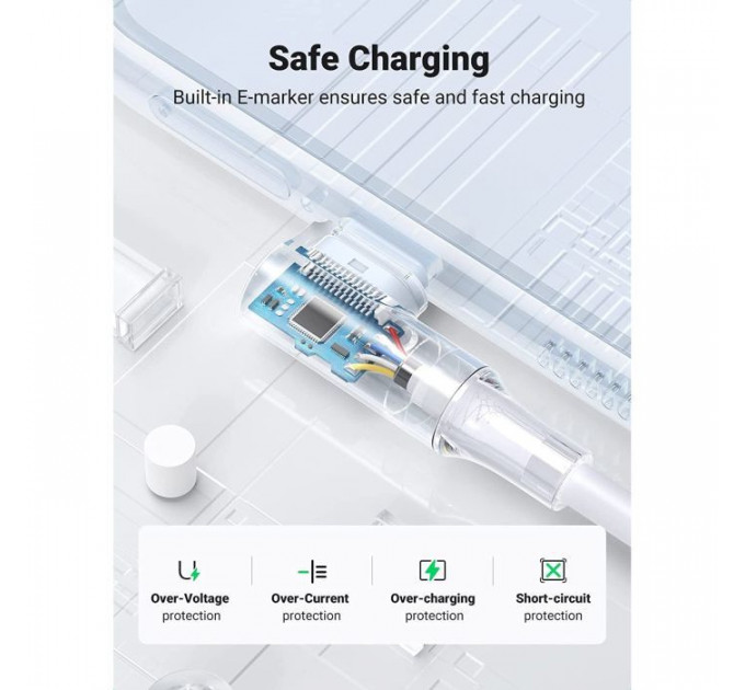 Дата USB-C кабель USB-C 1.0m 100W (20V\/5A) 90° corner braided black Ugreen (70696)