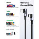 Дата USB-C кабель USB-C 1.0m 100W (20V\/5A) 90° corner braided black Ugreen (70696)