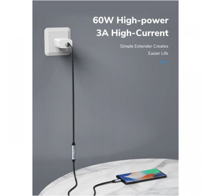 Дата кабель USB-C M to USB-C F 0.5m 5Gbps 60W 4K60Hz Cabletime (CA913664)
