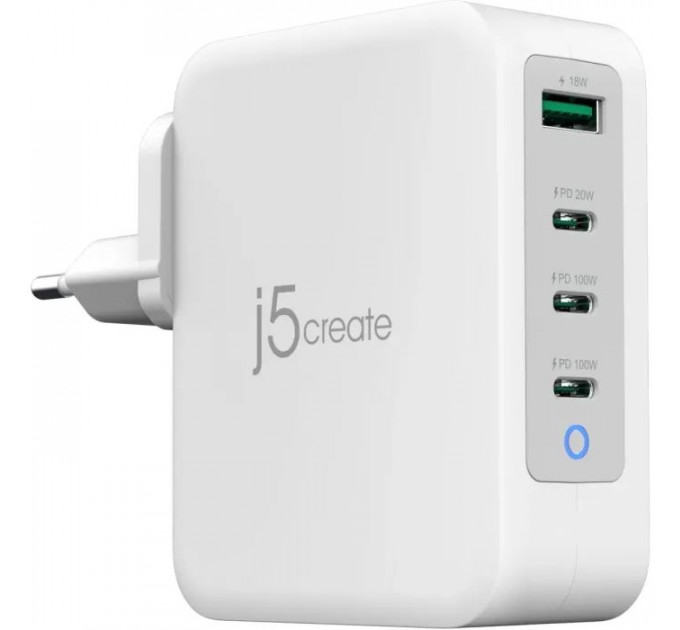 Зарядний пристрій J5create 1xUSB + 3xUSB-C 130W GaN QC3.0\/PD\/PPS (JUP43130E-EN) Зарядний пристрій J5create 1xUSB + 3xUSB-C 130W GaN QC3.0\/PD\/PPS (JUP43130E-EN)