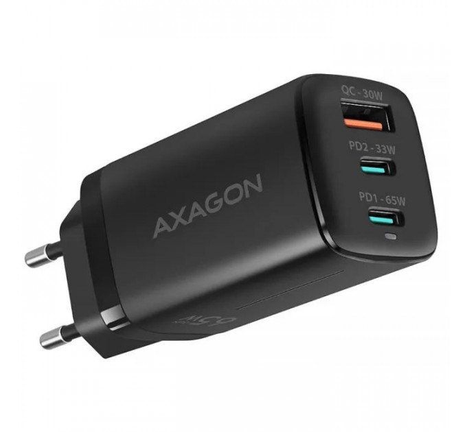 Зарядное устройство для AXAGON 1xUSB + 2xUSB-C 65W QC4+ PD3.0 PPS black (ACU-DPQ65)