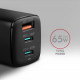 Зарядное устройство для AXAGON 1xUSB + 2xUSB-C 65W QC4+ PD3.0 PPS black (ACU-DPQ65)