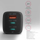 Зарядное устройство для AXAGON 1xUSB + 2xUSB-C 65W QC4+ PD3.0 PPS black (ACU-DPQ65)