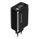 Зарядний пристрій Canyon 1xUSB-C PD65W + 1xUSB QC3.0 + cable USB-C to USB-C black (CNS-CURC65ACB)