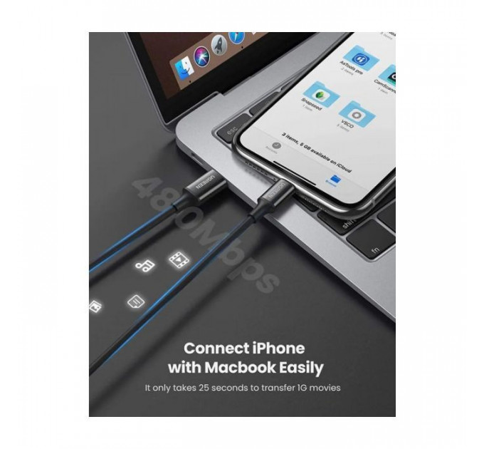 Дата кабель USB-C to Lightning 2.0m 3A US171 black Ugreen (60752)