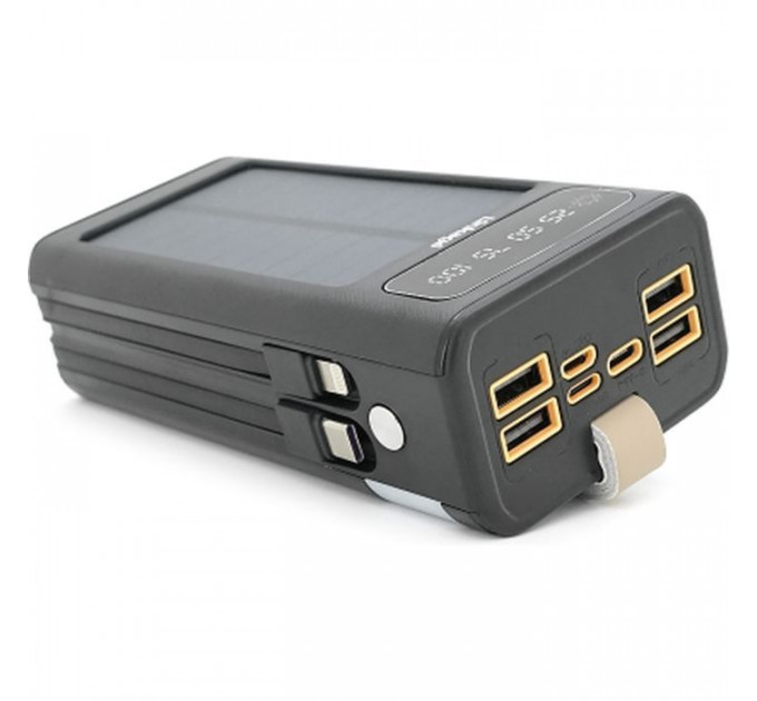Батарея універсальна Linkage 30000mAh, Solar, 22.5W, cables Туре-С+Lighting, Black (LKP-46)