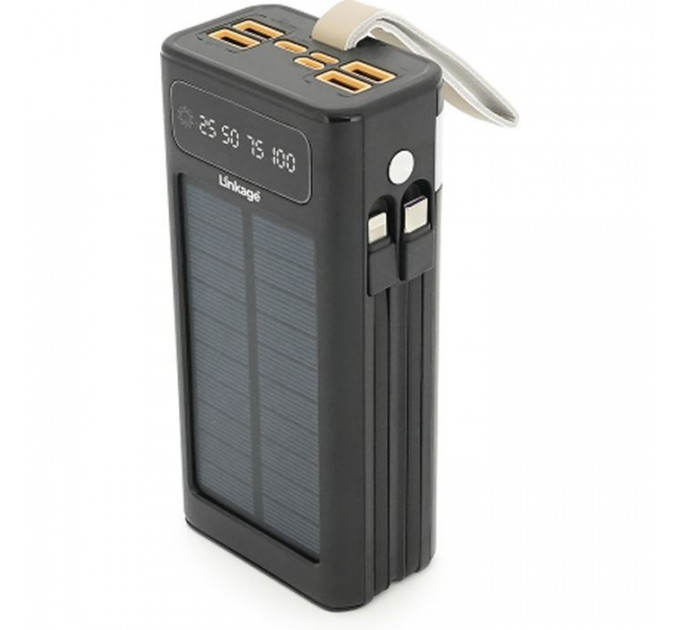 Батарея універсальна Linkage 30000mAh, Solar, 22.5W, cables Туре-С+Lighting, Black (LKP-46)