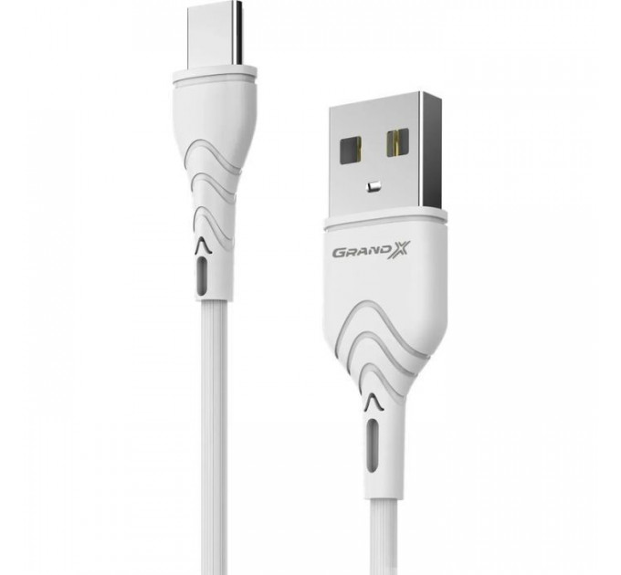 Зарядное устройство для Grand-X Quick Charge QС3.0, + cable USB -> Type C 1m white (CH-550WT)