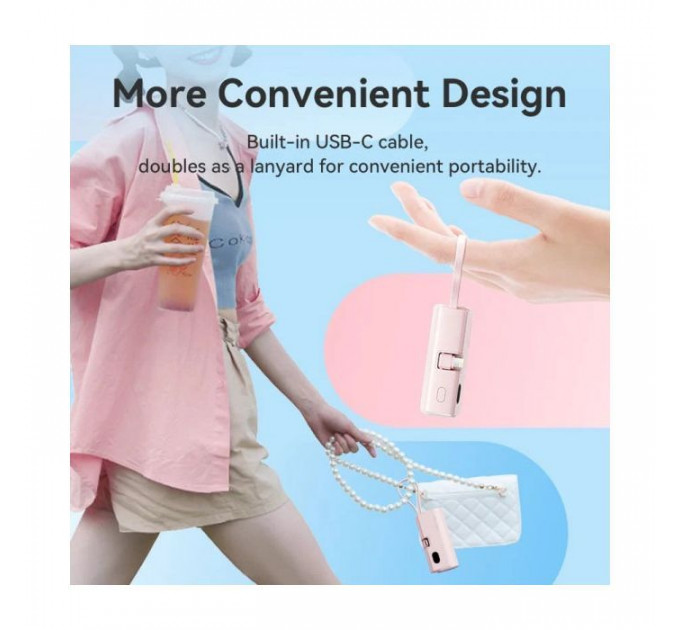 Батарея универсальная VENTION 4800mAh 22,5W PD, USB-C In/Out, LED display, with built-in Lightning cable Black (FHRB0)